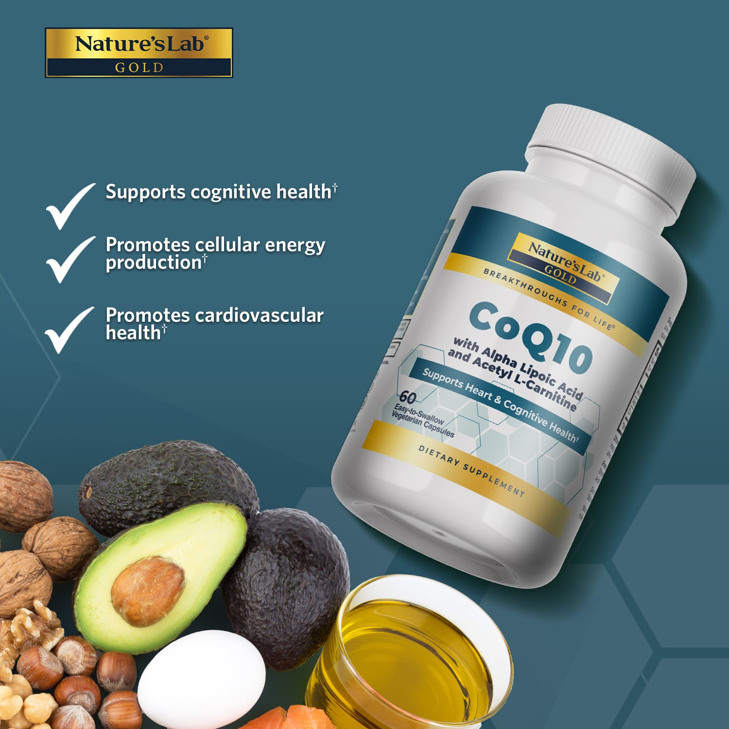 Nature's Lab Gold CoQ10 + Alpha Lipoic Acid + Acetyl L-Carnitine HCl