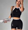 Women's Colorblock Backless High Waist Fitness Set