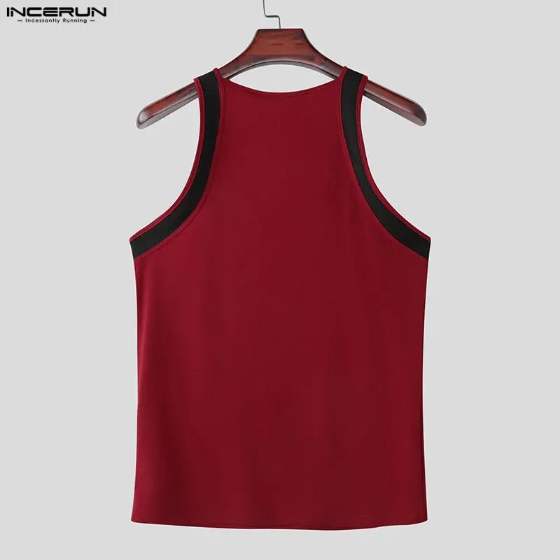 Men’s Patchwork Knit Tank Top Streetwear