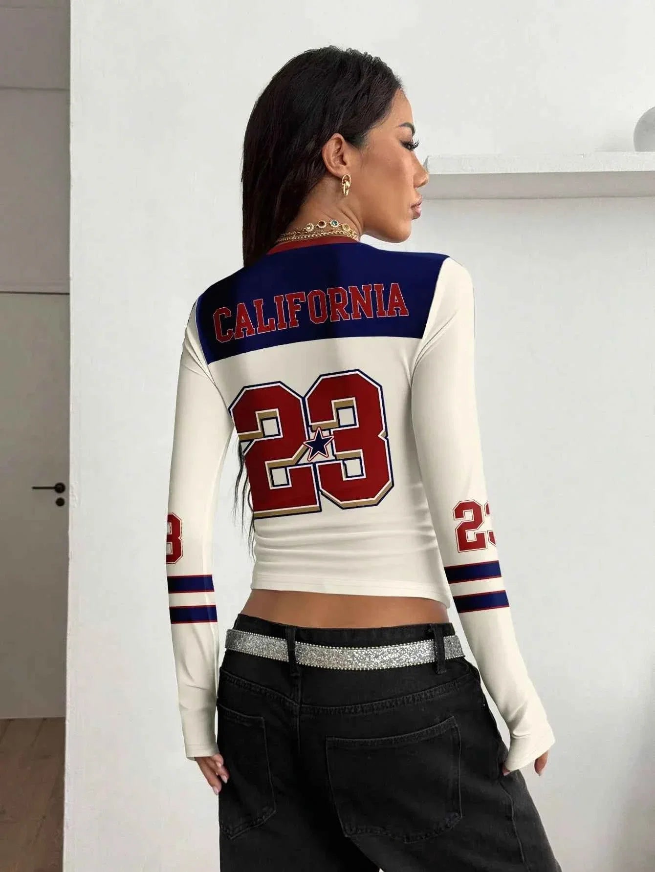 Y2K Racing Bustier Tee - Two Tone Moto Style